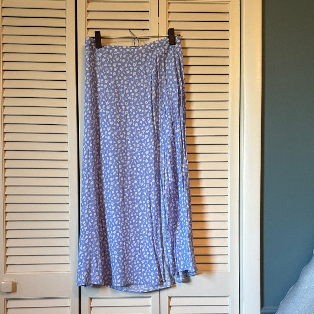 & Other Stories Blue Floral Midi Skirt